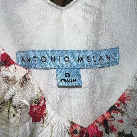 Antonio Melani Crop Top 0 NWT Floral Ruffle Boho V-neck Formal Casual - Picture 7 of 8